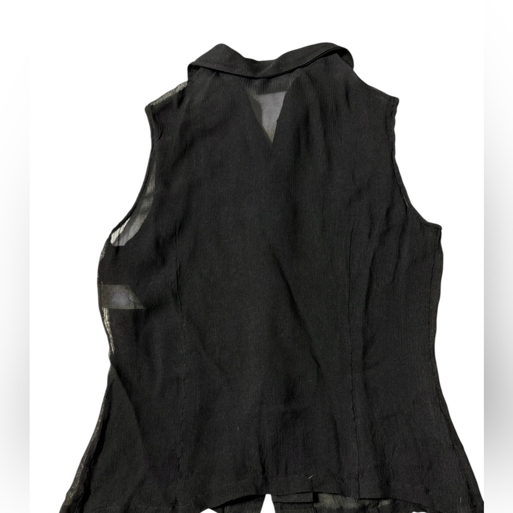 Gianfranco Ferre Black Sleeveless Button Shirt Top - Picture 3 of 6